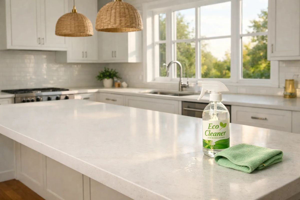 Cleaner maintaining a bright Santa Clarita home during a recurring visit